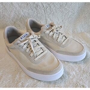Kizik Prague Shoes Sneakers Unisex Men 7 W Women 8.5 W Bone Beige Lace-up Casual